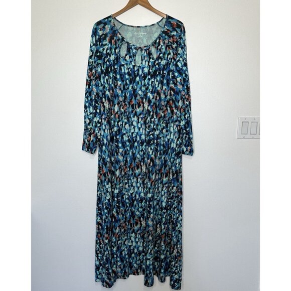 Soft Surroundings Brooke Maxi Dress Size 3X Blue Exotic Aqua Jersey - Picture 1 of 10